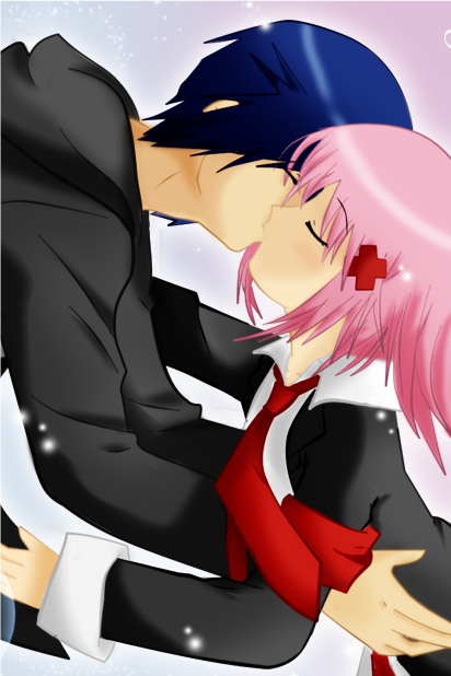 anime couples kiss. cute anime couples kiss.